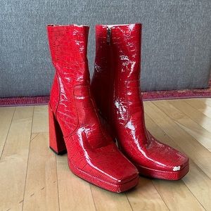 Nasty Gal Alligator Print Heeled Boots